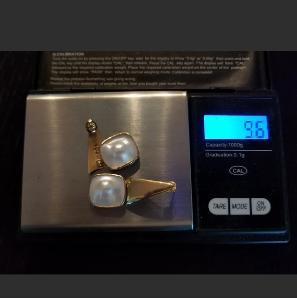 Earrings 14k Gold Blister Pearl Drop Vintage -Gemstone Earrings-Estate  9.6g - Picture 12 of 12